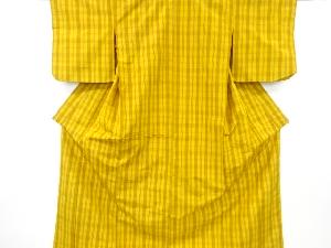 アンティーク　格子織り出し米沢紬着物